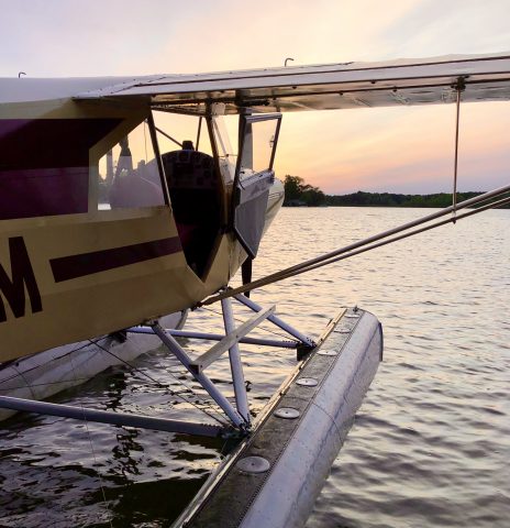 Floatplane flying at Michigan seaplane.